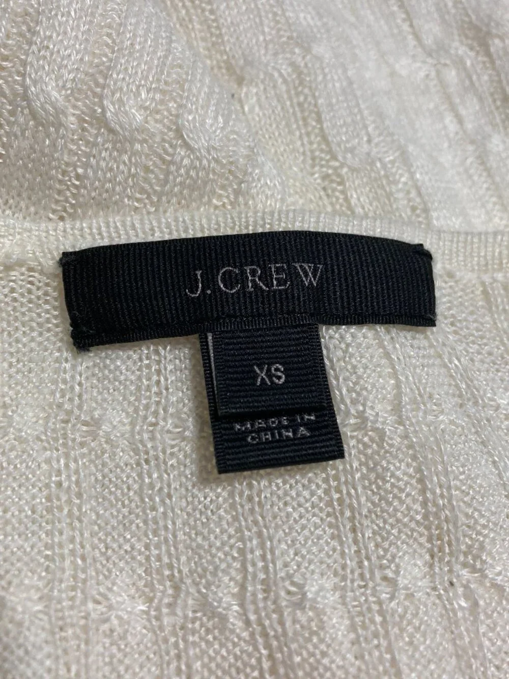 J. Crew Linen Cable Knit Sweater Minimalist Preppy Ivory lightweight Coastal XS